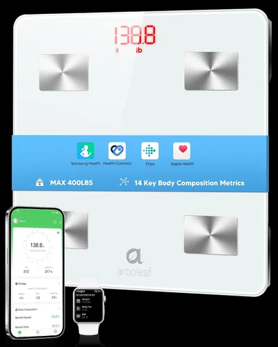 Vista 8 de arboleaf - Báscula inteligente para peso corporal y grasa, báscula digital de baño con Bluetooth, analizador de composición corporal con aplicación