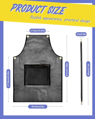Vista 2 de Xtinmee Delantal transparente transparente para estilista, impermeable, para peluquería, trabajo, con bolsillo para peluquería y uñas, 2