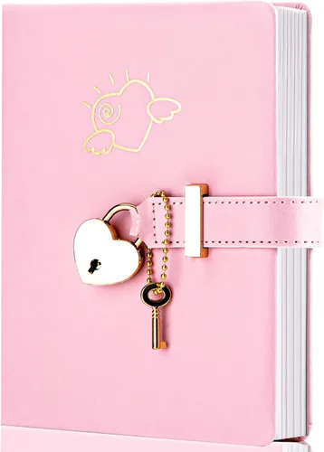 Vista 9 de Diario infantil de cuero sintético con candado y llave, agenda de viaje, agenda, cuaderno secreto de notas para mujer, 5.3 x 8.4 pulgadas, girasol
