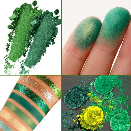 Vista 2 de DE'LANCI Paleta de sombra de ojos verde aguacate, 15 colores, Día de San Patricio altamente pigmentada, paleta de sombra de ojos mate brillante