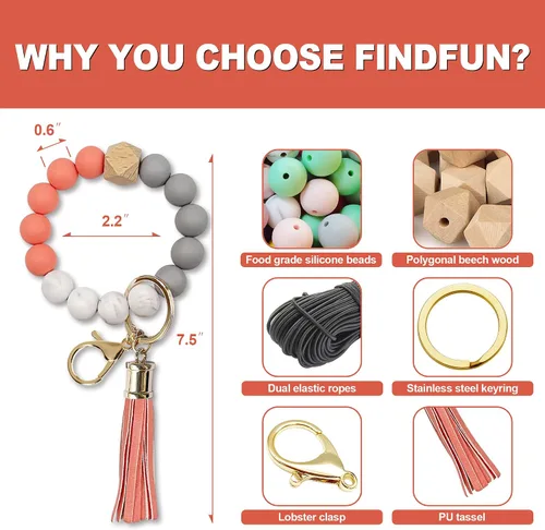 Vista 4 de Llavero de cuentas de silicona para mujer, pulsera con tarjetero y borla de cuero