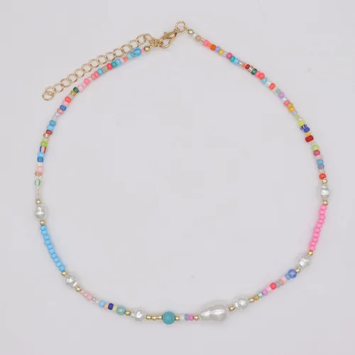 Vista 7 de FUTIMELY Gargantilla de cuentas verdes bohemias para mujeres y niñas, collar de gargantilla de cuentas redondas cuadradas de cuentas verdes frescas