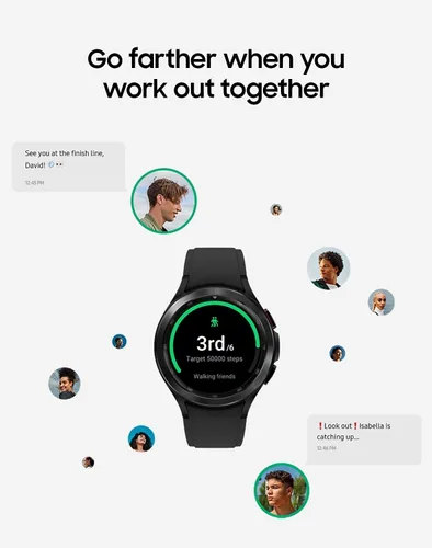 Vista 5 de Samsung Electronics Galaxy Watch 4 Classic 1.811in Smartwatch con monitor ECG para salud, fitness, correr, ciclos de sueño, detección de caídas