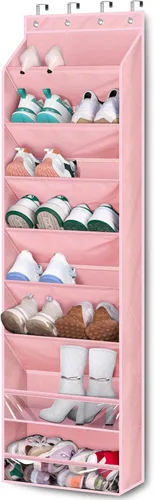 Vista 9 de KEETDY Organizador de zapatos sobre la puerta para 20 pares de tenis, organizador grande de zapatos colgantes para armario, puerta, almacenamiento