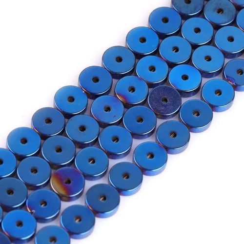Vista 10 de Cuentas de hematita para hacer joyas, piedras preciosas semipreciosas de 0.394 x 0.551 in, color azul con revestimiento metálico, 15 pulgadas JOE