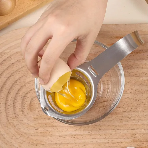 Vista 4 de Lexenic Separador de huevos de acero inoxidable, paquete de 2, accesorio de cocina prémium para cocinar y hornear de precisión, yema de huevo