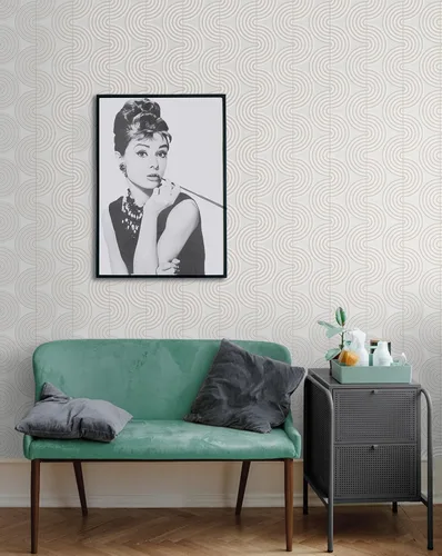 Vista 7 de NextWall Papel pintado Zen Geometric Peel and Vinyl Stick (Lunar Rock & Metallic Pearl) - Uno