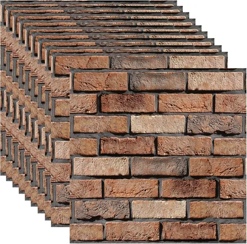 Vista 12 de Paneles de pared 3D para despegar y pegar, paquete de 10 paneles de PVC texturizados de ladrillo, azulejos de pared autoadhesivos impermeables