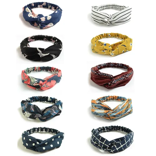 Vista 18 de DRESHOW - Paquete de 10 diademas para mujer con diseño entrecruzado vintage, estilo bohemio, trenzadas, elásticas, accesorios para el cabello