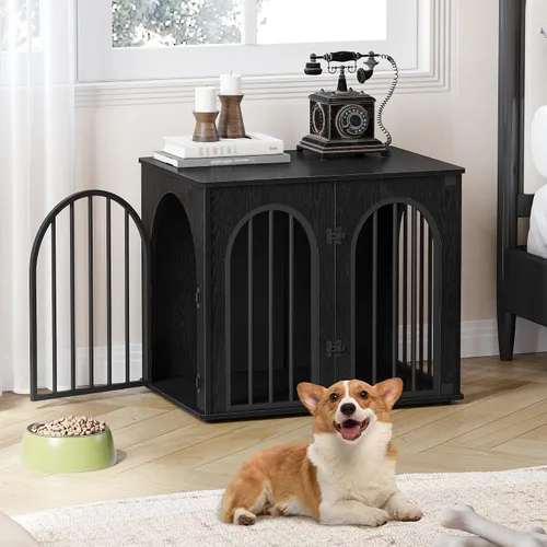 Vista 5 de Hzuaneri Jaula de Madera para Perros de 26.8'', Muebles de Jaula para Perros de Interior, Jaula para Perros Pequeños, Jaulas de Servicio Pesado