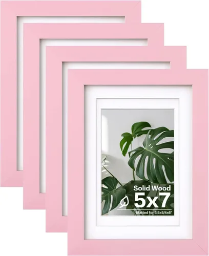 Vista 80 de Egofine - Marcos de fotos de 4 x 6 pulgadas (4 unidades) cubiertos por plexiglás, para fotos de 3 x 4.5 pulgadas / 3.5 x 5 pulgadas con paspartú