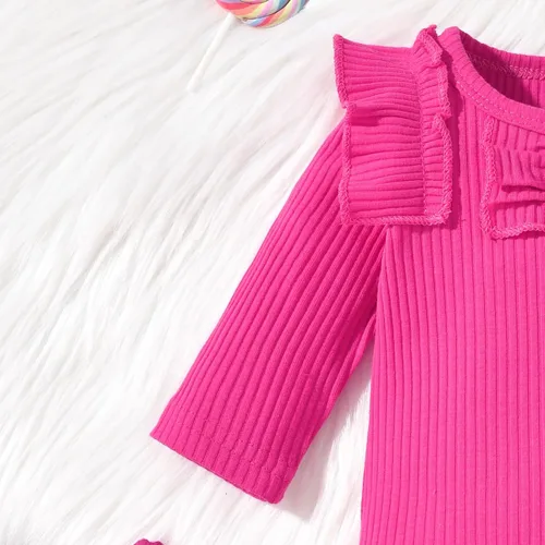 Vista 5 de Aalizzwell Conjunto de mameluco acanalado para bebés y niñas prematuros, para otoño e invierno