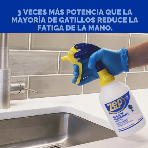 Vista 6 de Zep Nuevo Pulverizador Profesional Resistente al Blanqueador 2.0 Botella 32 Onzas - Pulverización de 9 Metros, Boquilla Ajustable