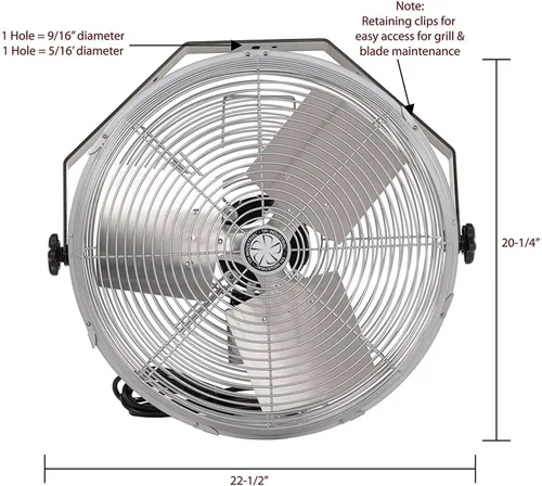 Vista 3 de TPI Ventilador de estación de trabajo - 18 pulgadas. 5750 CFM, 120 voltios, número de modelo U-18-TE