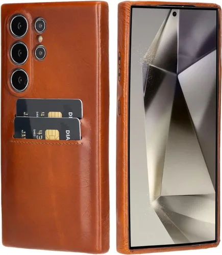 Vista 31 de HARDISTON Funda de piel auténtica hecha a mano para Samsung Galaxy Note 8, funda a presión con 2 ranuras para tarjetas de crédito, carga Marrón