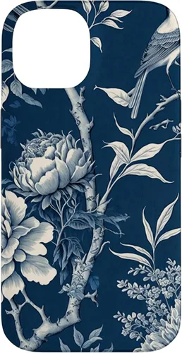 Vista 4 de Chinoiserie Floral Toile Blue and White Funda para iPhone 17