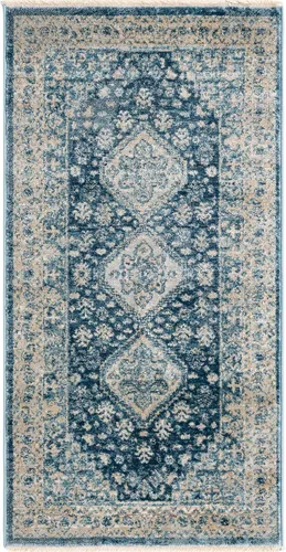 Vista 3 de Unique Loom Newport Collection - Alfombra de área - Rosecliff (Runner 2' 0" x 3' 11", azul marino/marfil)