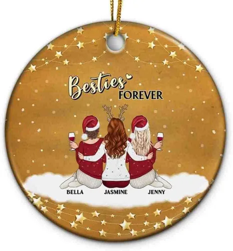 Vista 23 de Adorno personalizado con texto en inglés «Best Friend are Hard to Find Because The Very Best is Already Mine», adorno de Navidad personalizado 2023