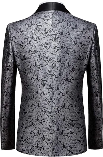 Vista 4 de Elegant Jacquard Esmoquin para hombre de 3 piezas, azul Francia