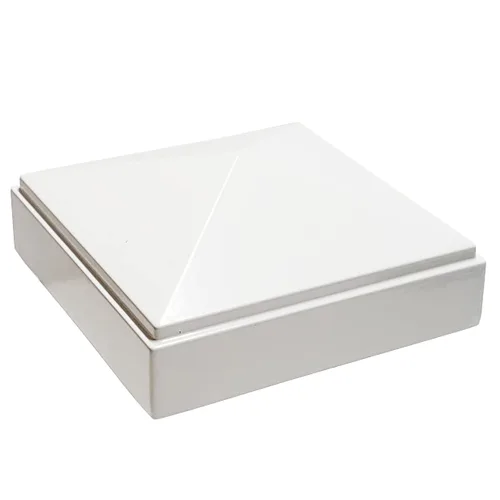 Vista 9 de Tapa de poste piramidal de aluminio de 2 x 2 pulgadas para postes de metal, ajuste a presión, color blanco con recubrimiento en polvo, resistente al
