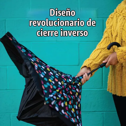 Vista 4 de Totes InBrella - Paraguas de cierre inverso con revestimiento invisible repelente al agua - Cierre automático, invertido, sin goteo y a prueba