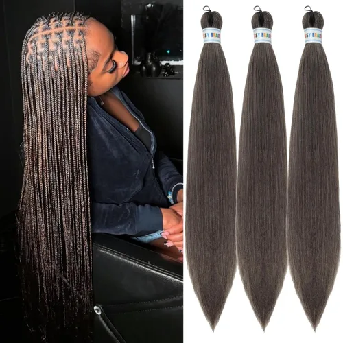 Vista 62 de Cabello trenzado para niños preestirado de 16 pulgadas, color negro para niños, trenzas sin nudos