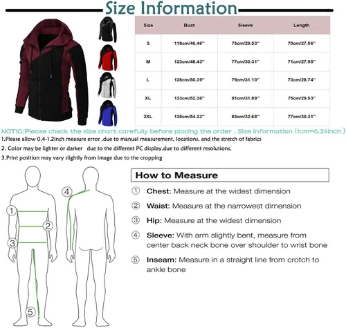 Vista 4 de Sudaderas con cremallera completa para hombre, bloque de color, algodón, con capucha, grandes y altas, cálidas, ligeras, casuales, básicas