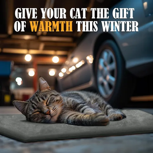 Vista 3 de PETNF Almohadilla térmica para mascotas al aire libre para gatos, segura y eléctrica, resistente al agua, calentada, para exteriores, animales