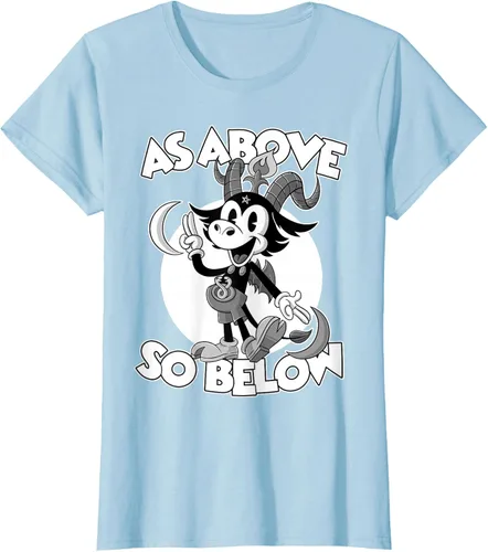 Vista 24 de Camiseta de dibujos animados retro de Baphomet Pagan As Above So Below, Negro, S