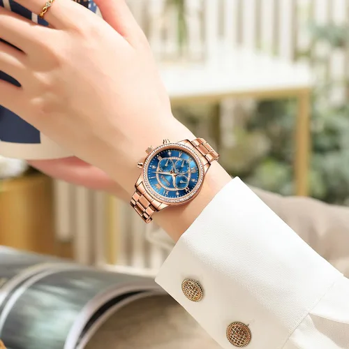 Vista 4 de OLEVS Relojes para mujer, reloj de moda para mujer, reloj de pulsera de cuarzo analógico impermeable de acero inoxidable, elegante regalo