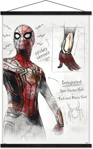Vista 8 de Trends International Marvel Spider-Man: No Way Home - Póster de pared de bocetos, 22.4 pulgadas de largo x 14.7 pulgadas, versión enmarcada