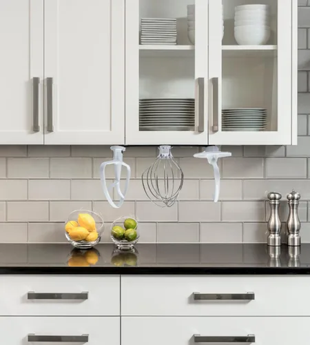 Vista 4 de Soporte organizador de mezclador de perfil delgado Compatible con todos los accesorios de mezclador de cocina Ahorro de espacio para gabinetes