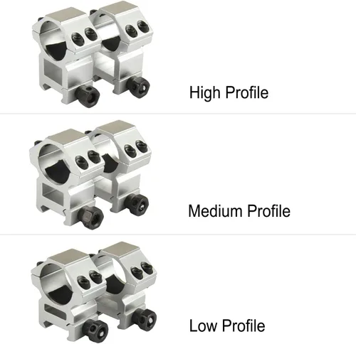 Vista 3 de TACFUN Silver A Pair 1.000 in / 1 pulgada de anillo de mira Picatinny Weaver Rail Mount