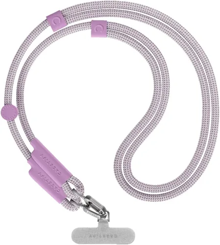 Vista 15 de CASETiFY Correa de cuerpo cruzado de cuerda de 0.236 in con tarjeta - Rosa rubor Rosa rubor con cierre de plata