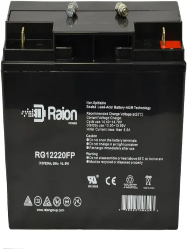 Vista 2 de Raion Power Batería AGM de repuesto de 12V 22Ah para Clore Automotive JNC660 Jump N Carry Jump N Carry Jump Starter - 1 paquete