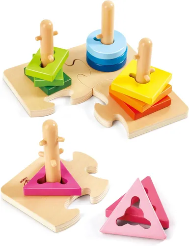Vista 2 de Hape rompecabezas con taquetes de madera creativo para niño