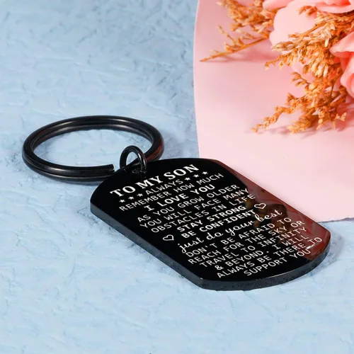 Vista 2 de Llavero de regalo de mamá inspirador con texto en inglés "I Love You", regalo para el día de San Valentín para él, niños, adolescentes, cumpleaños