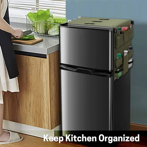 Vista 7 de SWISSELITE Mini organizador para nevera, almacenamiento sobre el refrigerador con 18 bolsillos, organizador colgante impermeable para dormitorio