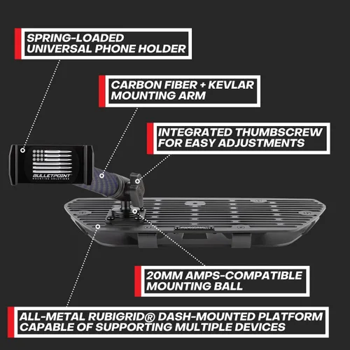 Vista 3 de Bulletpoint RubiGrid - Soporte de teléfono de metal para tablero compatible con Nissan Frontier 2022-2024