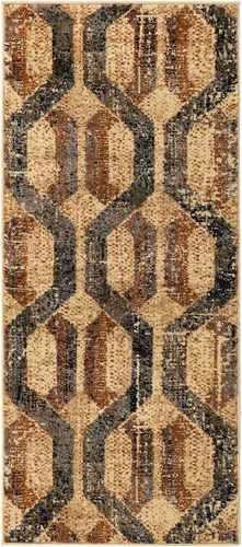 Vista 3 de Unique Loom Saturn Collection - Astra (Runner 2 pies 2 pulgadas x 5 pies 0 pulgadas, beige crema/negro)