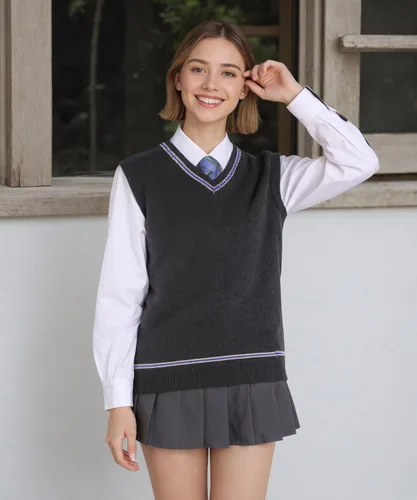 Vista 2 de Disfraces de cosplay para hombre y mujer, suéter de otoño e invierno, chaleco chaleco Suéter azul