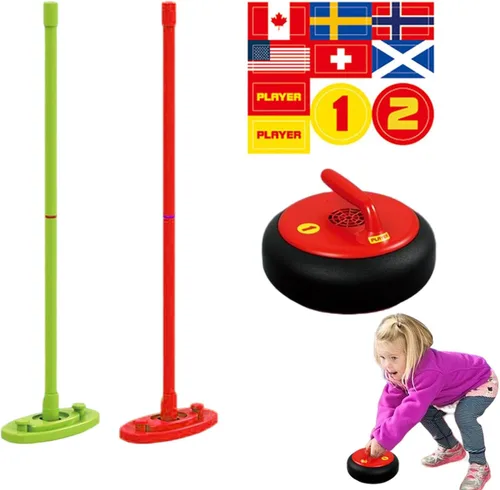 Vista 6 de Juego de tejo deportivo, bola rizadora, juego de rizador de tabla de barajar, divertido juguete deportivo para rizar interiores con luz, para niños