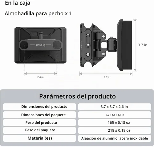 Vista 9 de SMALLRIG Almohadilla ligera para el pecho con abrazadera de varilla LWS