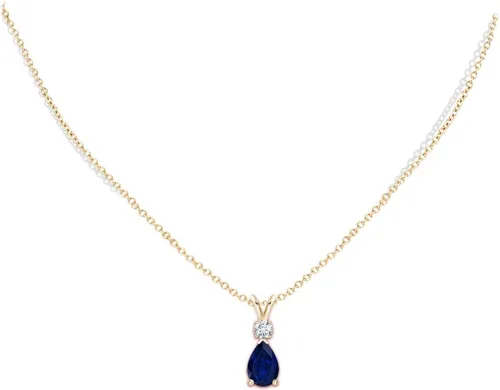 Vista 44 de Angara Colgante de lágrima de zafiro azul natural con diamante en plata/oro macizo de 14 quilates/platino Cumpleaños, compromiso, aniversario