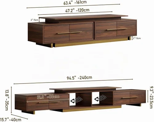Vista 5 de Soporte de TV extensible, consola de TV moderna para TV de hasta 100 pulgadas, centro de entretenimiento de longitud ajustable, consola multimedia