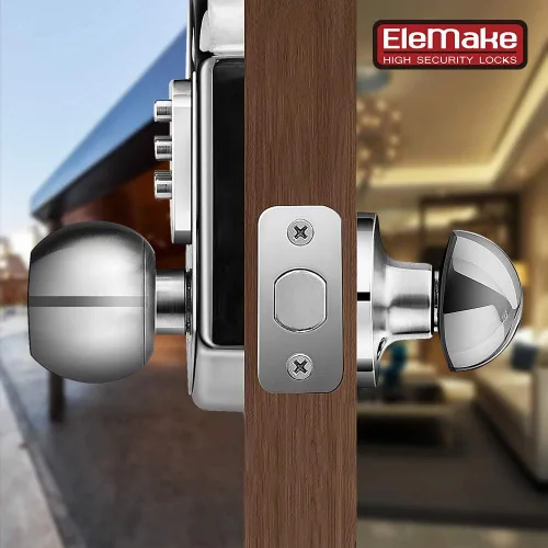Vista 3 de Cerradura de puerta de entrada sin llave, cerrojo de acero inoxidable 304, combinación digital mecánica, doble seguridad (código de paso o llaves)