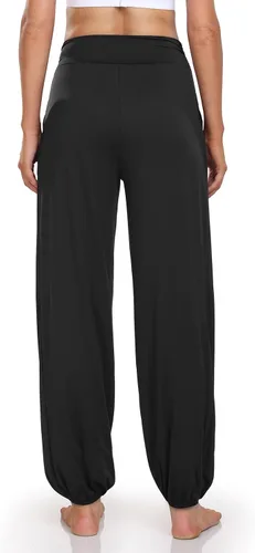 Vista 4 de Pantalones tipo harén para mujer, holgados, de cintura alta, para entrenamiento, pantalones de yoga, casuales, cómodos, con bolsillos