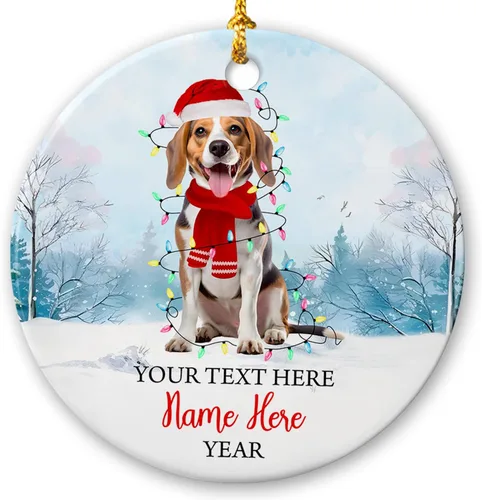Vista 18 de Adorno de cerámica de Alaska Malamute de Feliz Navidad, decoración personalizada de Papá Noel, perro de Alaska Malamute nombre de perro, decoración