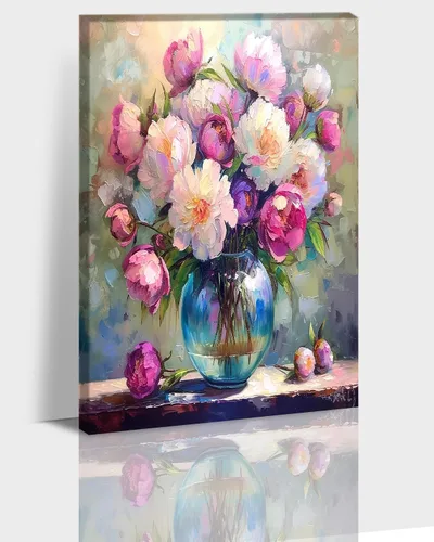 Vista 32 de Hzddty Lienzo de flores rojas de amapola para pared, pintura floral abstracta para paredes, imágenes de flores con estampado floral, decoración