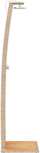Vista 8 de vidaXL Outdoor Shower Beige 21.7"x23.6"x88.2" Poly Rattan and Acacia Wood